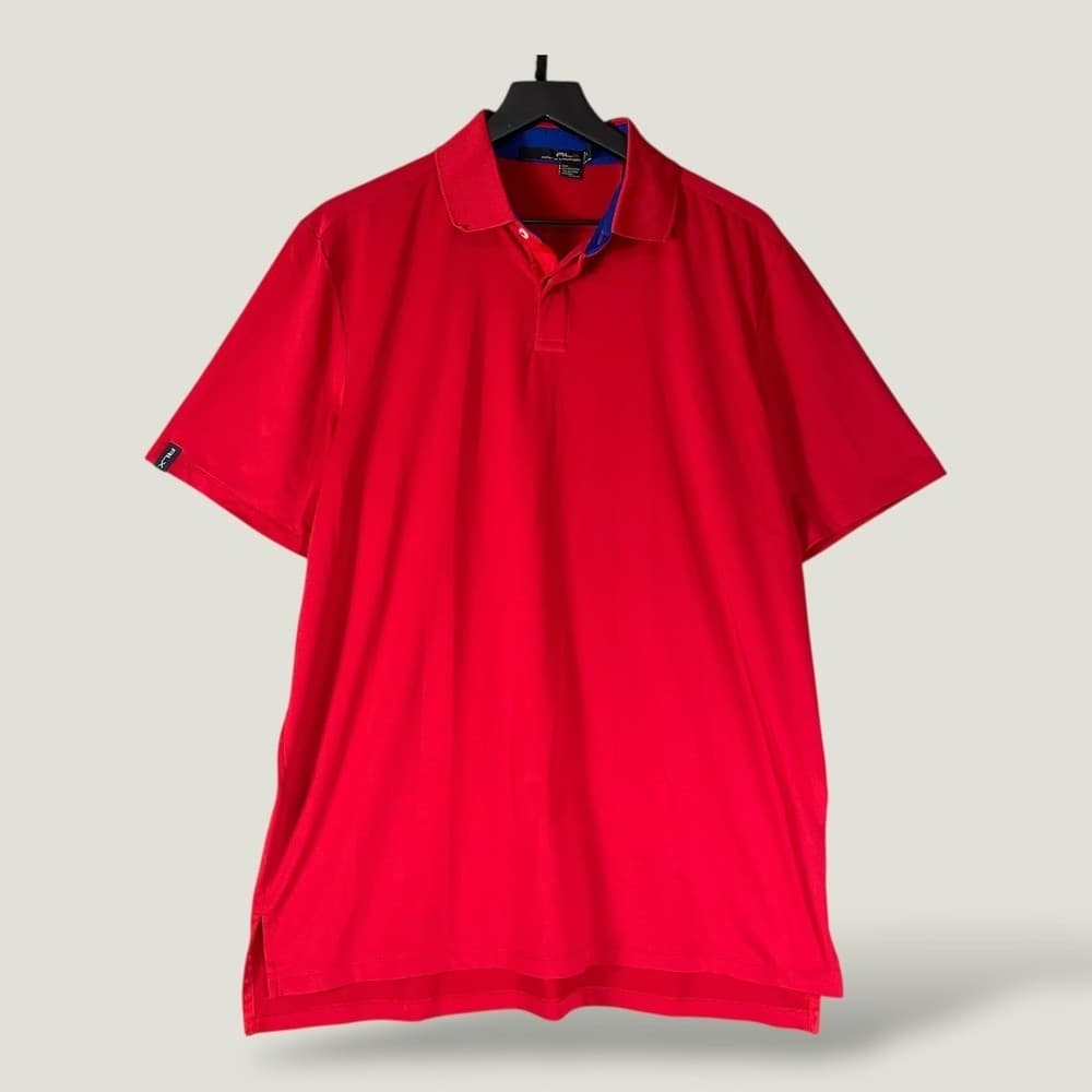 RLX Ralph Lauren Performance Polo Shirt Mens Large Red Blue Contrast Collar - Thumbnail 2