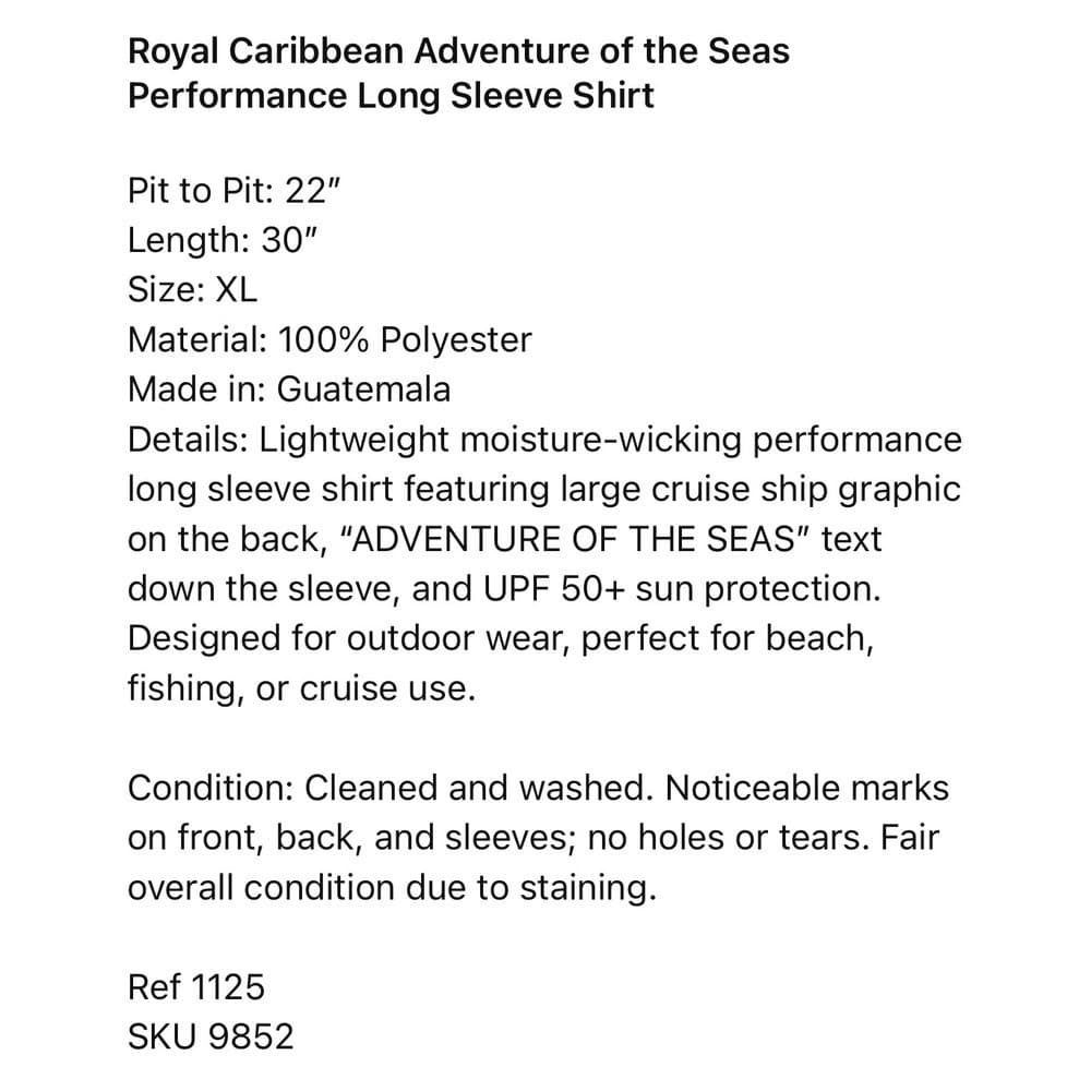 Royal Caribbean Adventure of the Seas Performance Shirt Men XL UPF 50 - Thumbnail 3