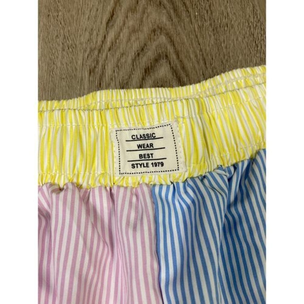 SHEIN Curve Plus Size 2XL Striped Colorblock Shorts Multicolor Casual Summer - Thumbnail 6