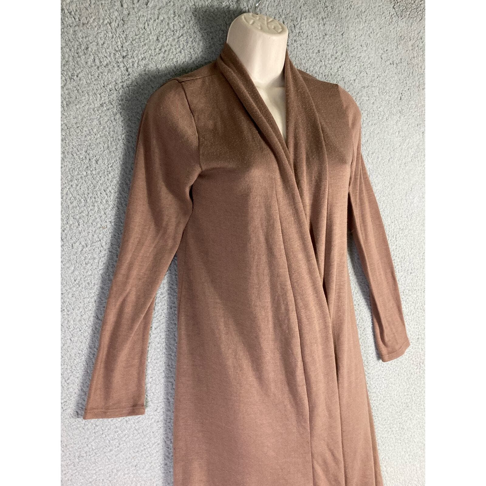Rags & Couture Women's Long Sleeve Beige Coatigan Size S Draped Front Cardigan - Thumbnail 3