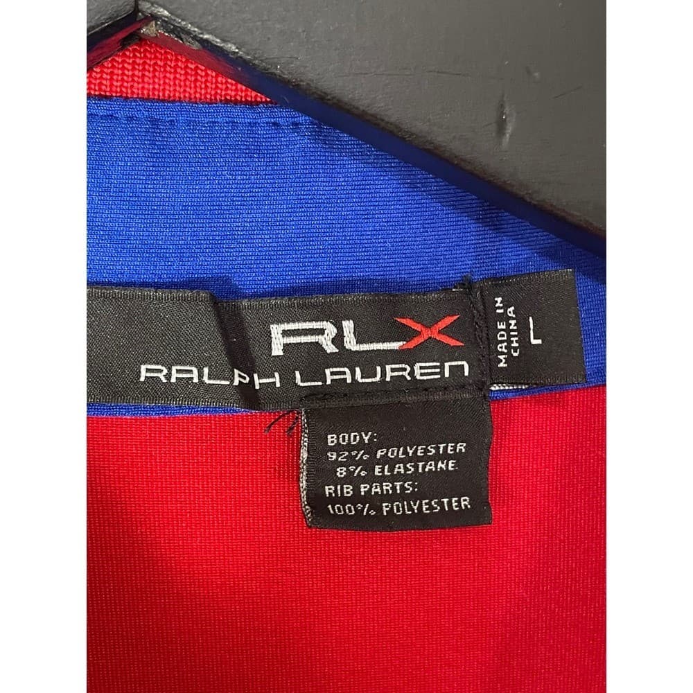RLX Ralph Lauren Performance Polo Shirt Mens Large Red Blue Contrast Collar - Thumbnail 4