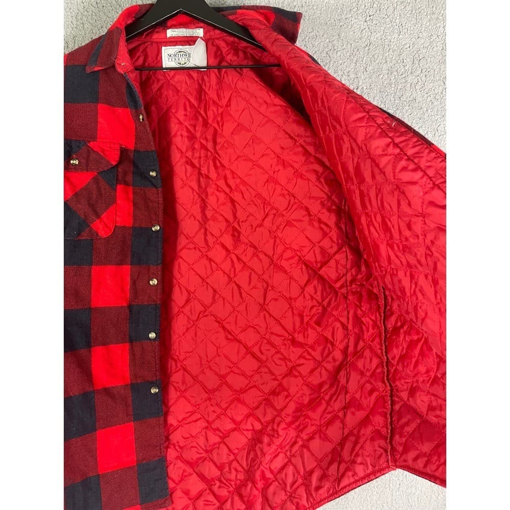 Vintage Buffalo Plaid Quilted Flannel Jacket Mens L Red Black Workwear Coat - Thumbnail 8