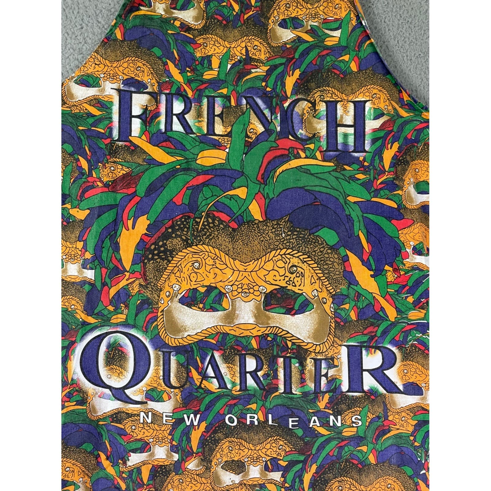 Vintage French Quarter New Orleans Mardi Gras Mask Apron Kitchen Decor 1990s - Thumbnail 6