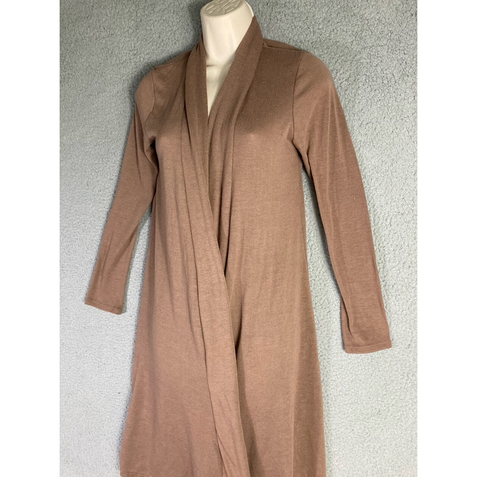 Rags & Couture Women's Long Sleeve Beige Coatigan Size S Draped Front Cardigan - Thumbnail 2