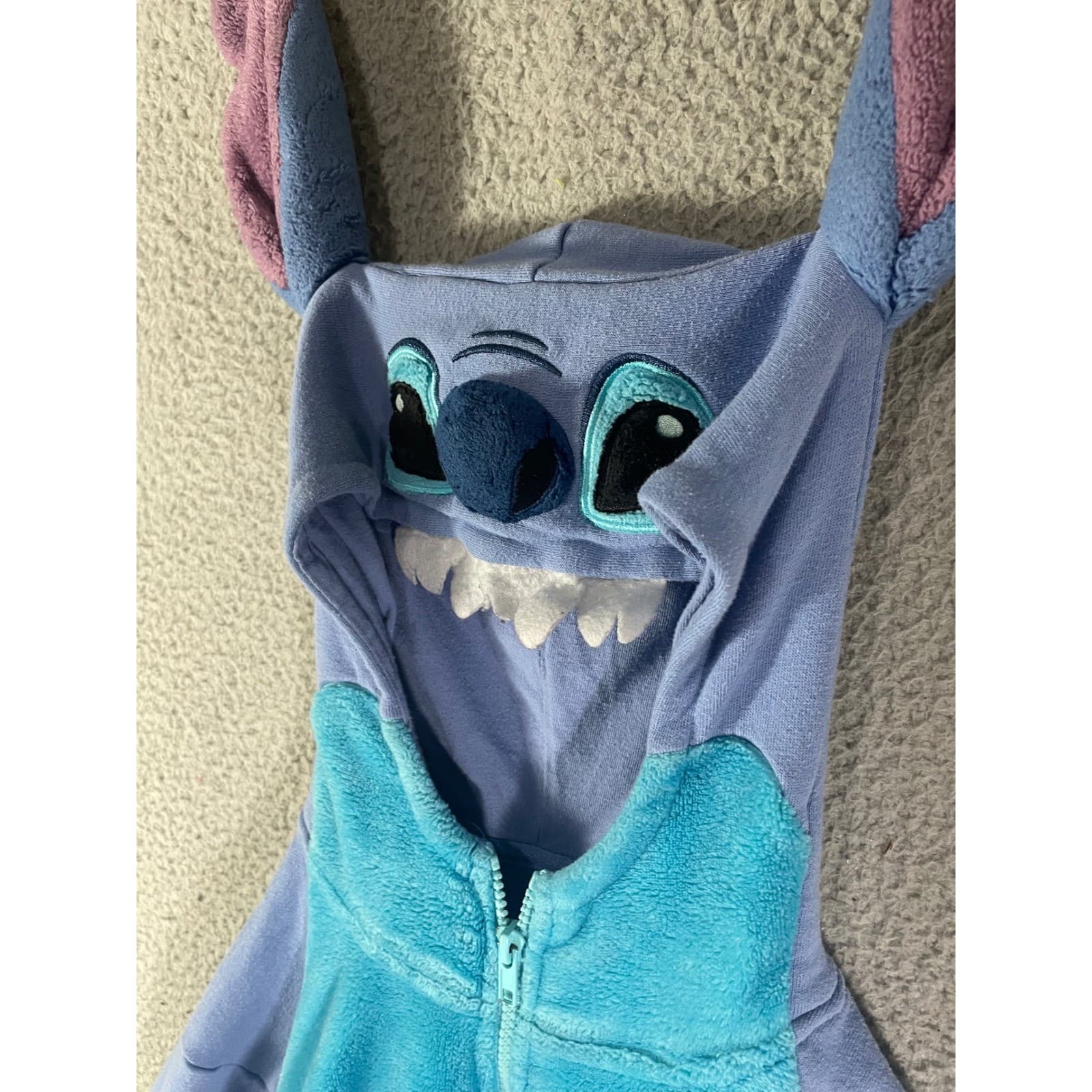 Stitch Hoodie Kids XL Disney Parks Lilo & Stitch Costume Blue Zip Up Ears Teeth - Thumbnail 8