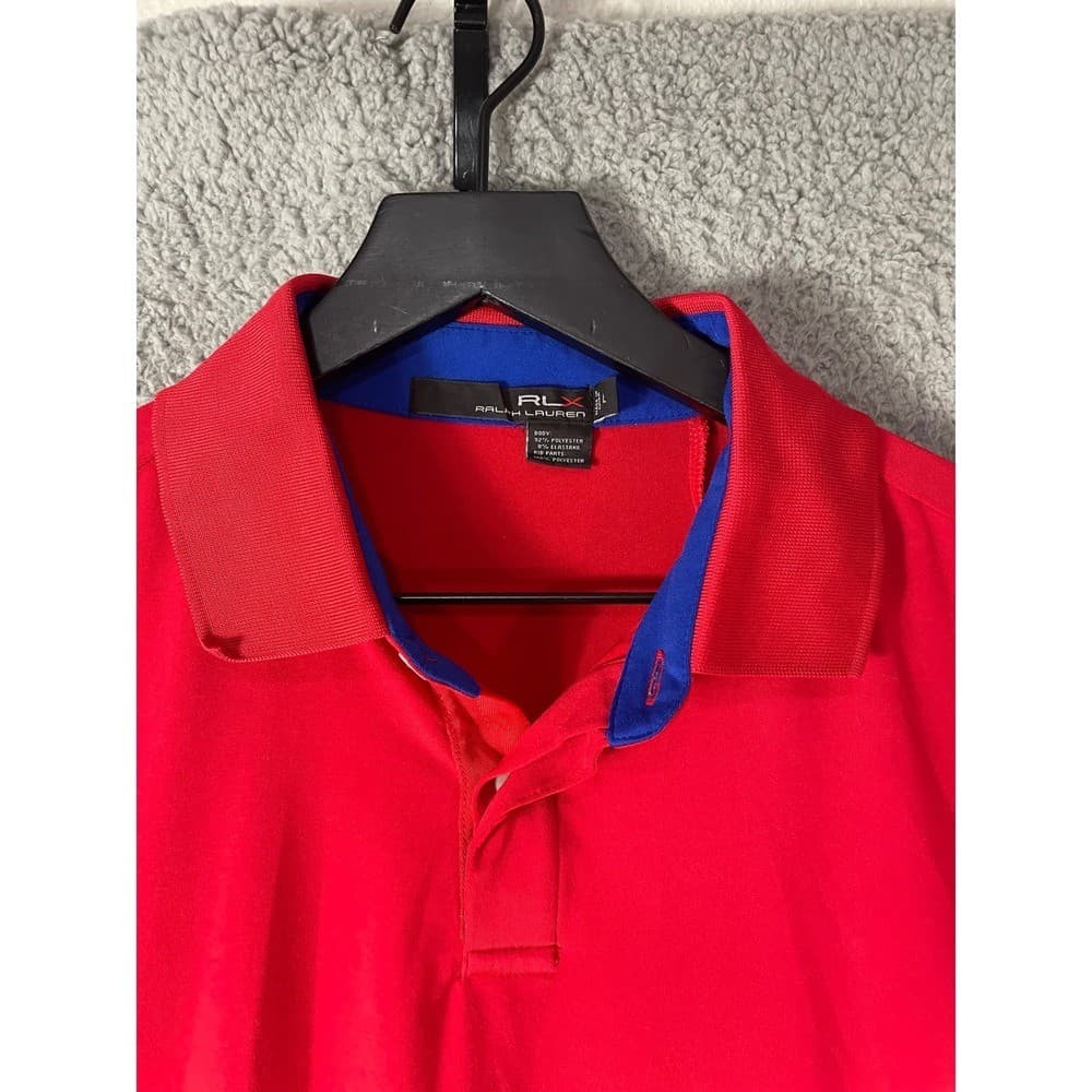RLX Ralph Lauren Performance Polo Shirt Mens Large Red Blue Contrast Collar - Thumbnail 9