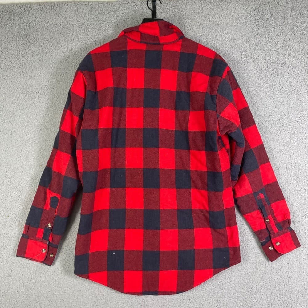 Vintage Buffalo Plaid Quilted Flannel Jacket Mens L Red Black Workwear Coat - Thumbnail 6
