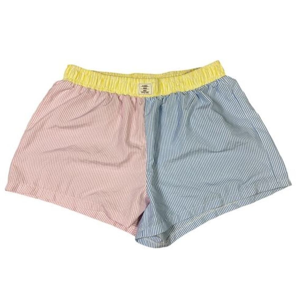 SHEIN Curve Plus Size 2XL Striped Colorblock Shorts Multicolor Casual Summer - Thumbnail 2