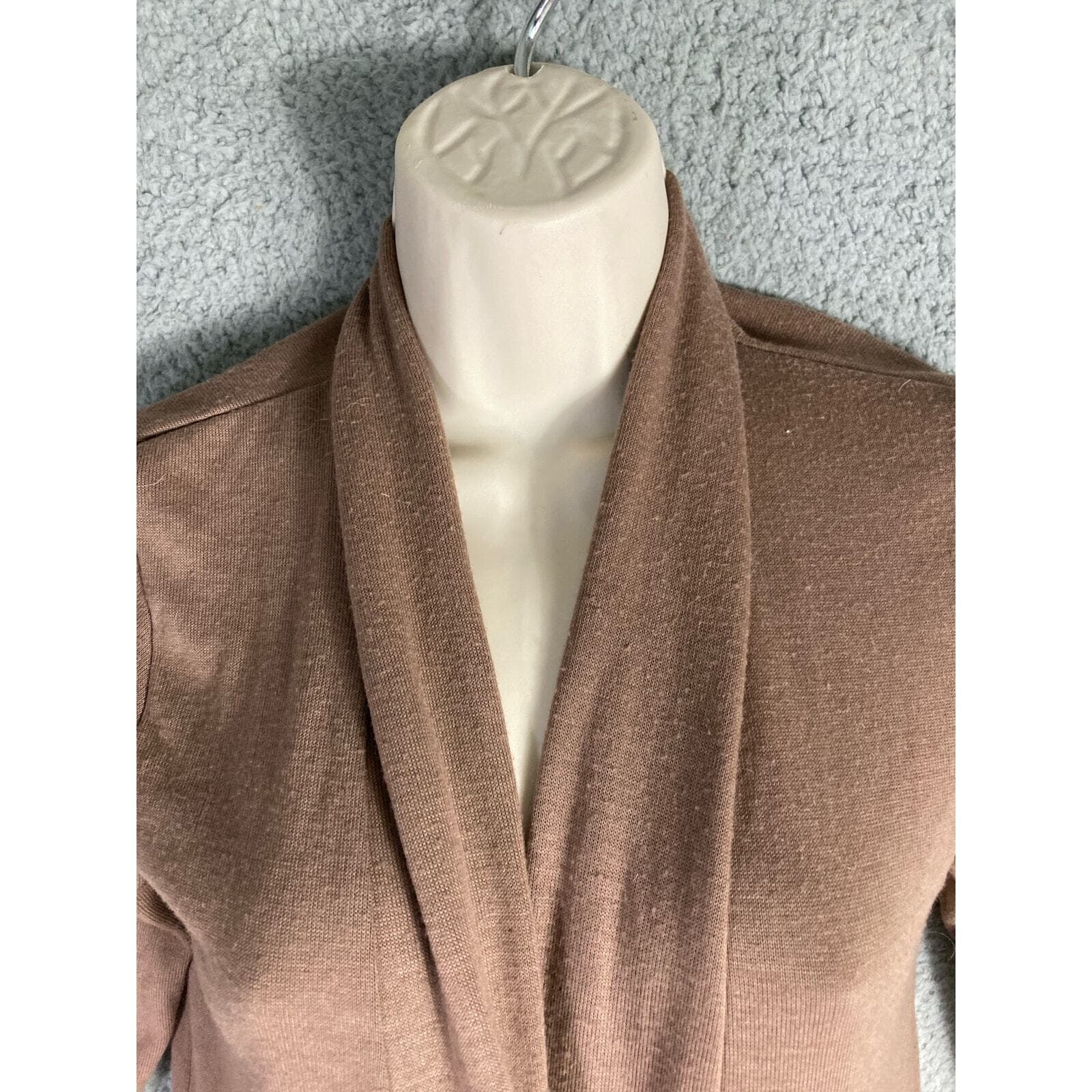 Rags & Couture Women's Long Sleeve Beige Coatigan Size S Draped Front Cardigan - Thumbnail 4