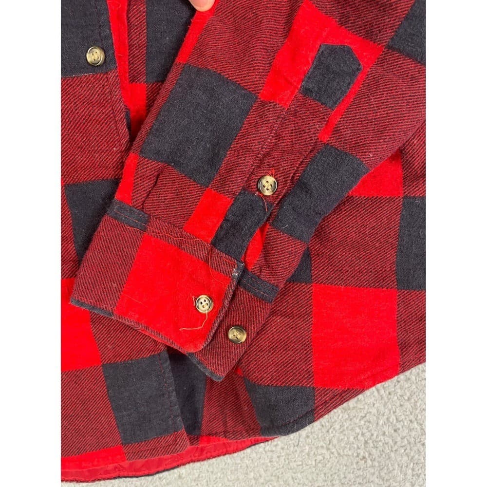 Vintage Buffalo Plaid Quilted Flannel Jacket Mens L Red Black Workwear Coat - Thumbnail 13