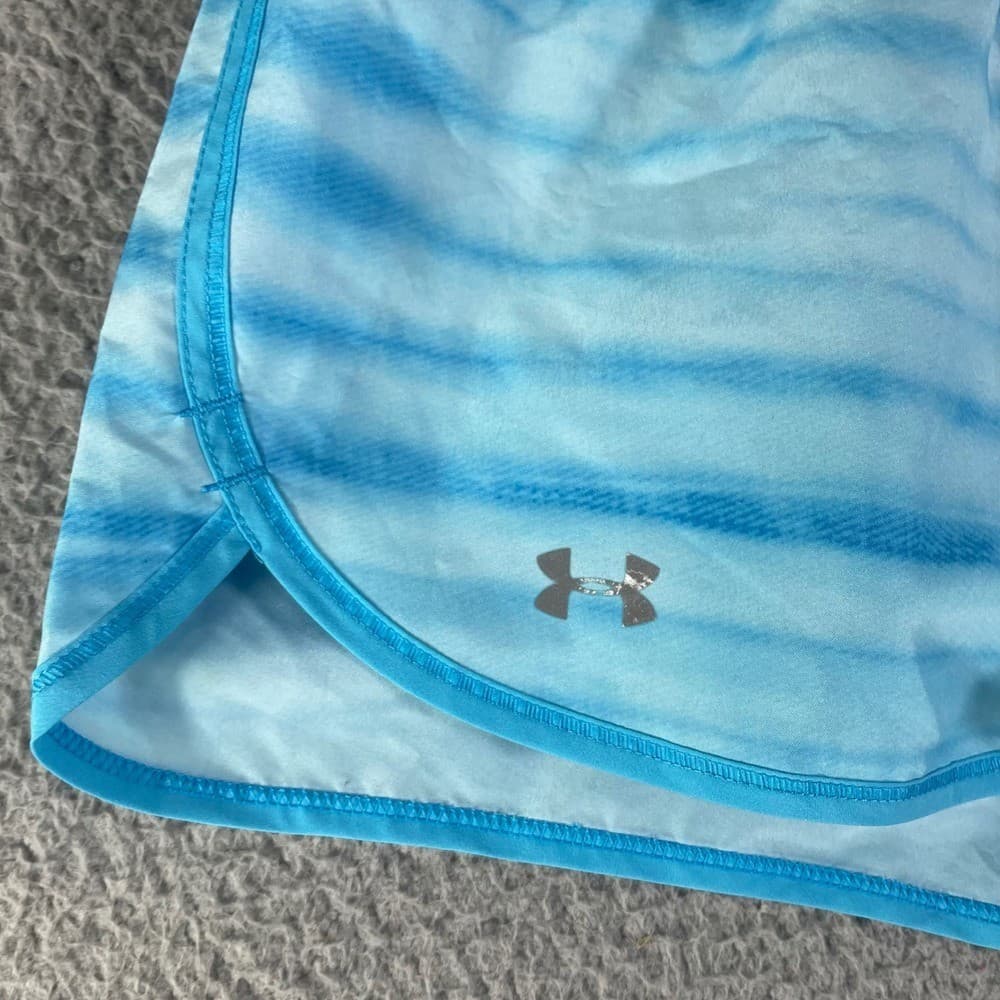 Under Armour HeatGear Running Shorts Womens M Blue Striped Athletic Lined - Thumbnail 7