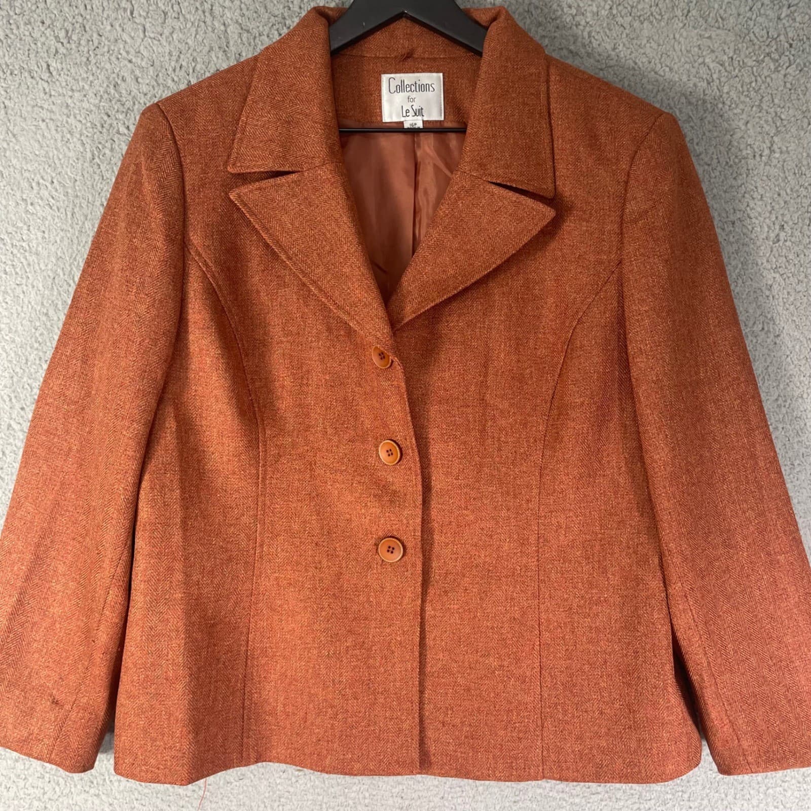 Womens Blazer Jacket Burnt Orange Tailored Office Career Lightweight Medium - Thumbnail 6