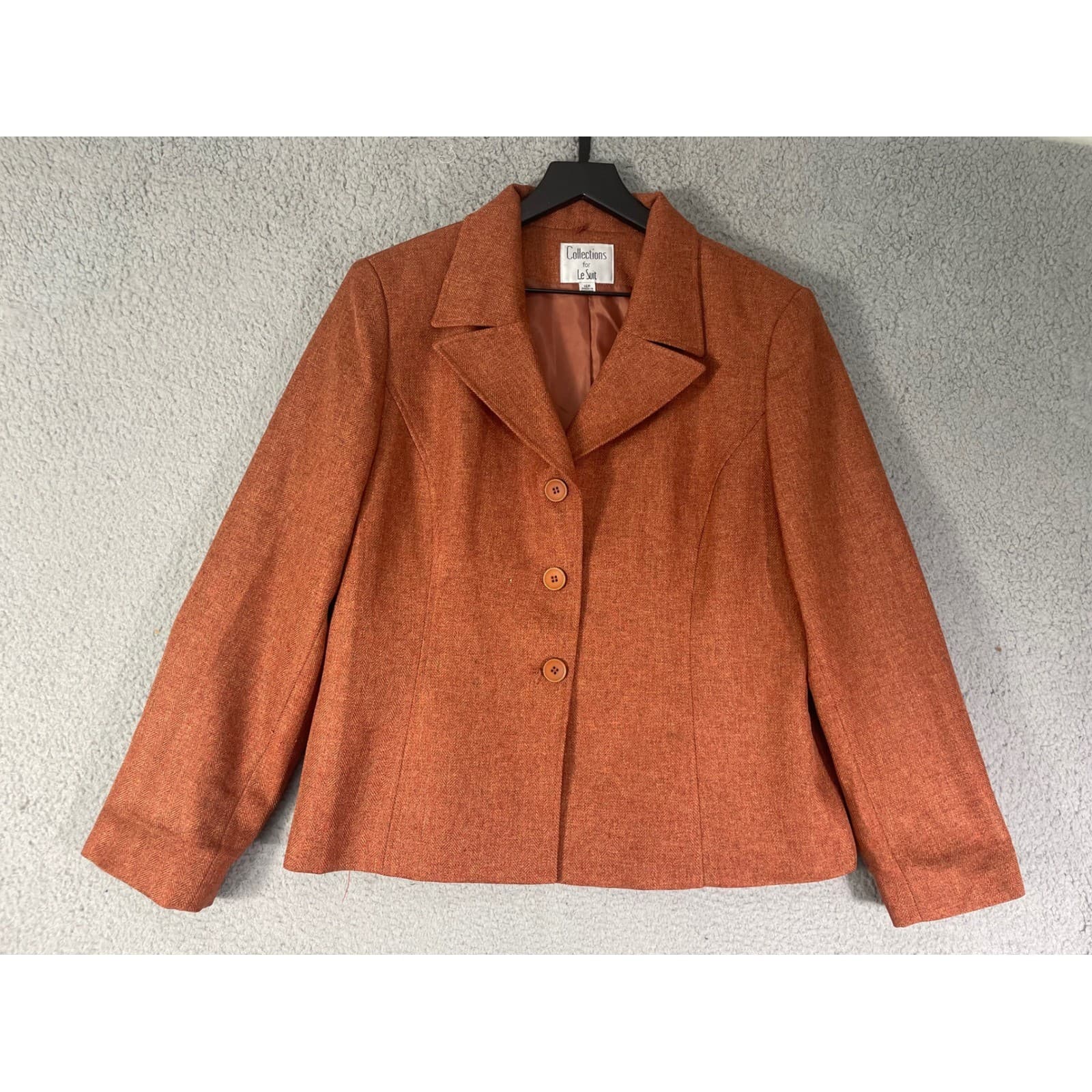 Womens Blazer Jacket Burnt Orange Tailored Office Career Lightweight Medium - Thumbnail 11