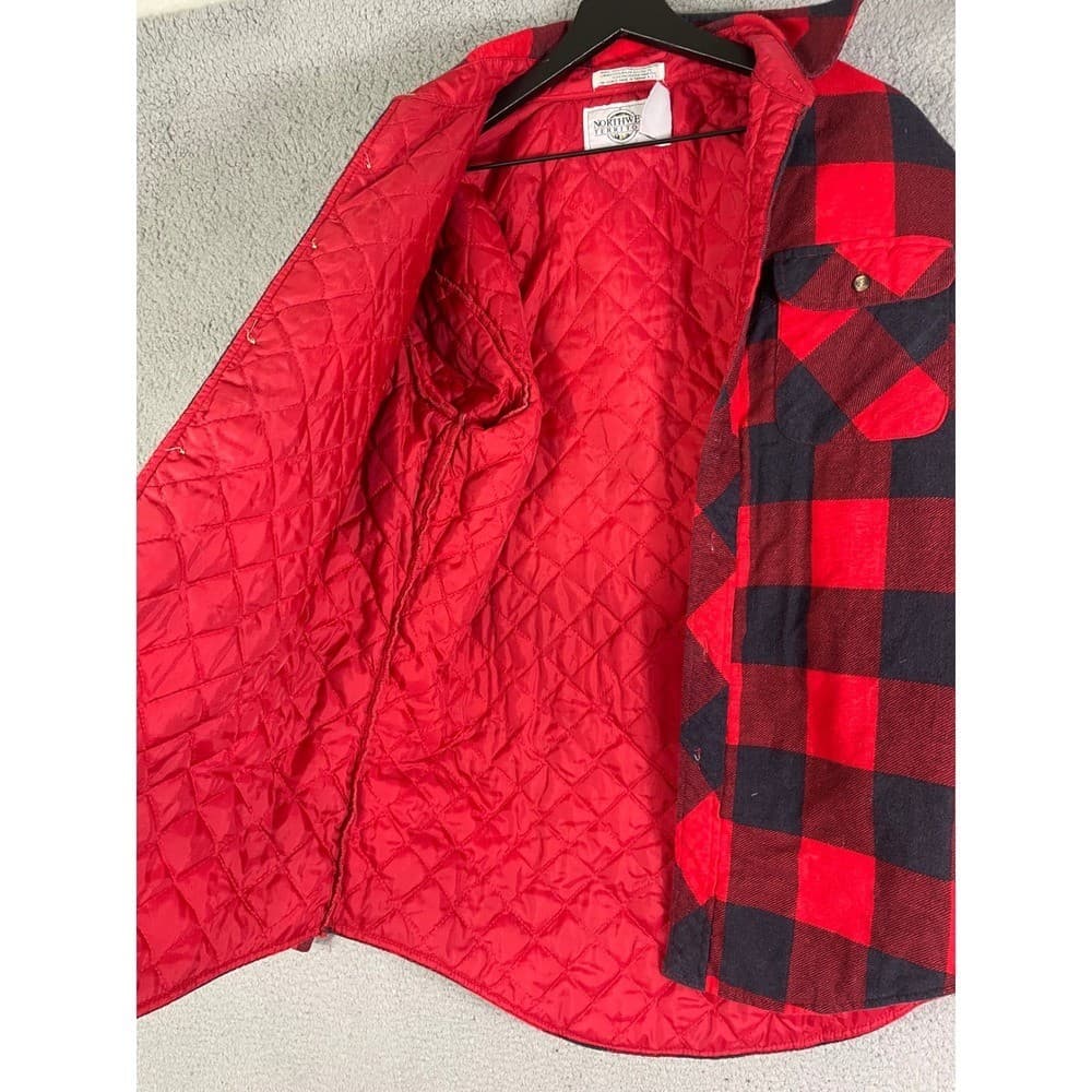 Vintage Buffalo Plaid Quilted Flannel Jacket Mens L Red Black Workwear Coat - Thumbnail 7
