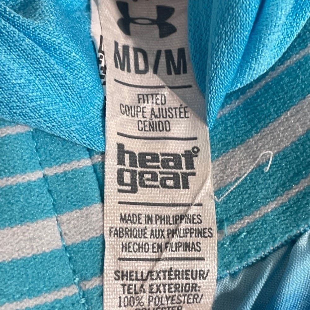 Under Armour HeatGear Running Shorts Womens M Blue Striped Athletic Lined - Thumbnail 4