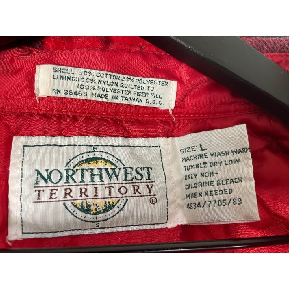 Vintage Buffalo Plaid Quilted Flannel Jacket Mens L Red Black Workwear Coat - Thumbnail 4