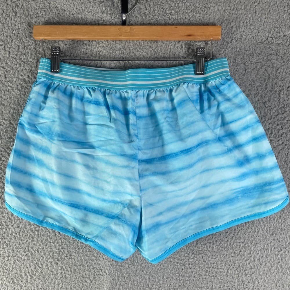 Under Armour HeatGear Running Shorts Womens M Blue Striped Athletic Lined - Thumbnail 5