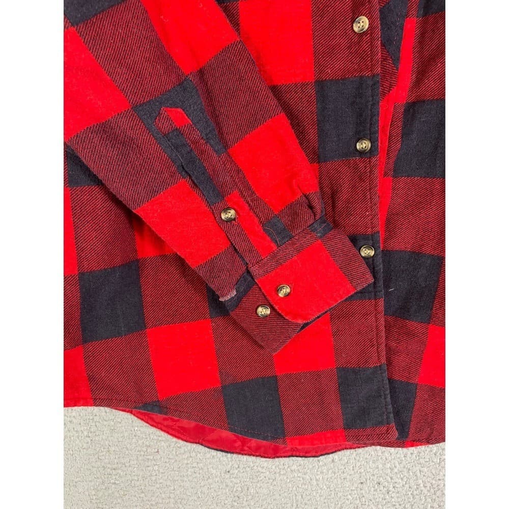 Vintage Buffalo Plaid Quilted Flannel Jacket Mens L Red Black Workwear Coat - Thumbnail 10