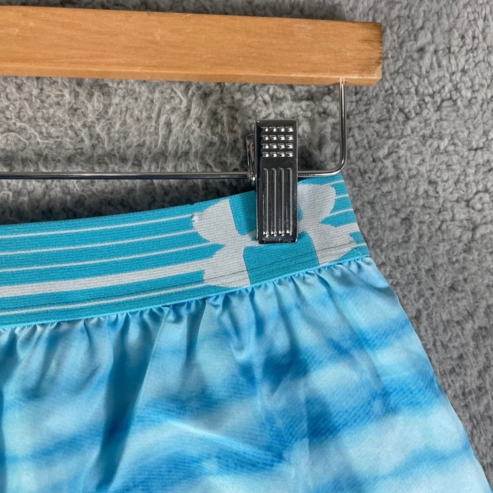 Under Armour HeatGear Running Shorts Womens M Blue Striped Athletic Lined - Thumbnail 9