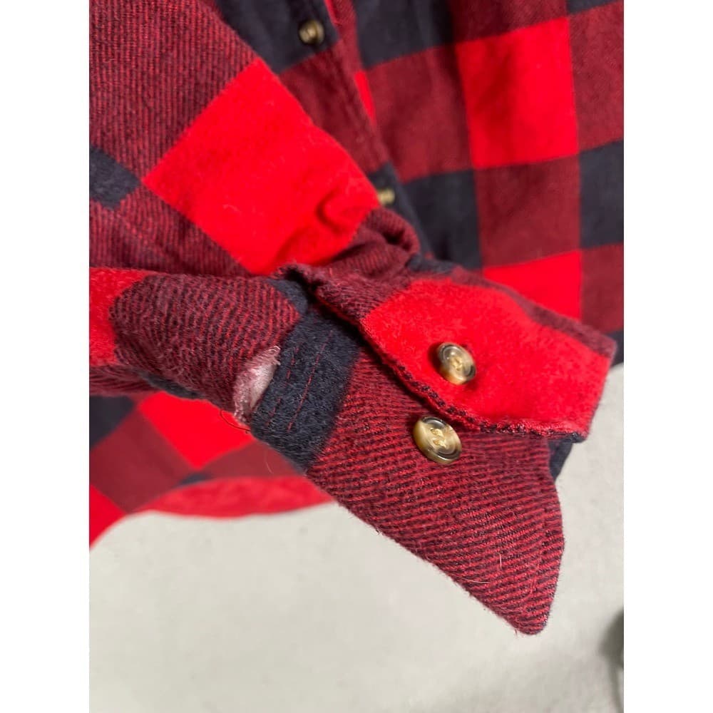 Vintage Buffalo Plaid Quilted Flannel Jacket Mens L Red Black Workwear Coat - Thumbnail 12