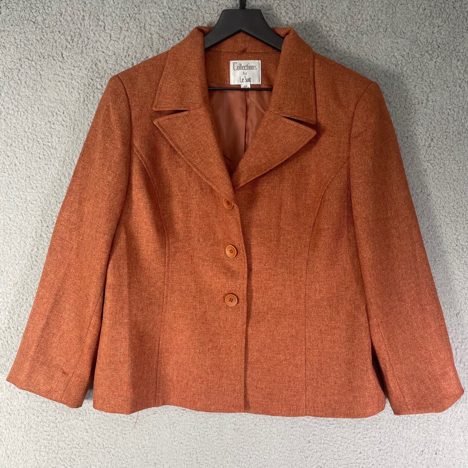 Womens Blazer Jacket Burnt Orange Tailored Office Career Lightweight Medium - Thumbnail 3