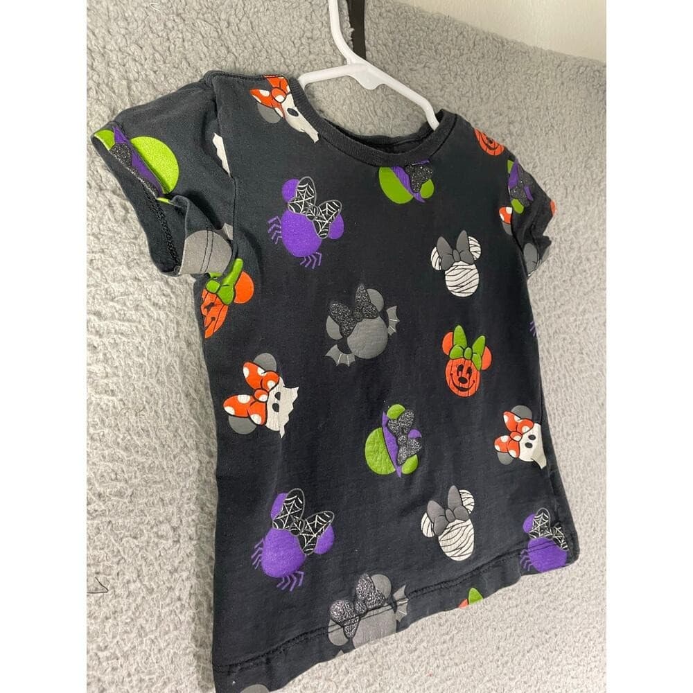 Disney Store Kids XS Halloween Mickey Pumpkin Ghost Bat Graphic Tee Shirt Black - Thumbnail 6