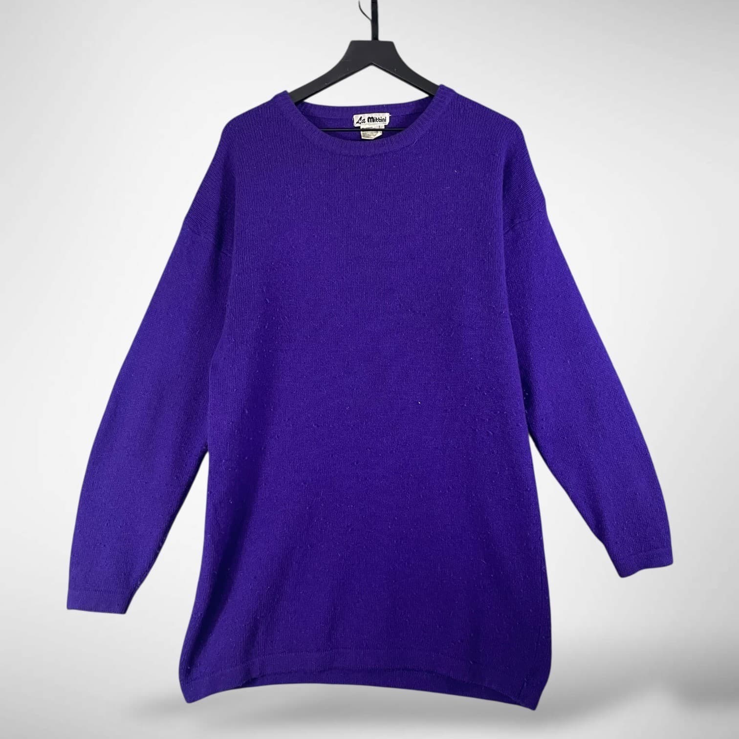 Vintage Angora Lambswool Sweater Womens Large Purple Oversized La Mittini - Thumbnail 3