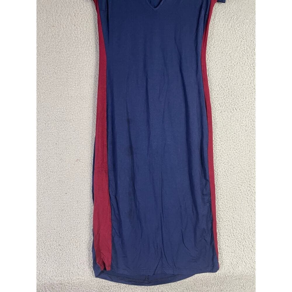 W.SHE Navy Bodycon Dress Large Cutout Back Colorblock V Neck Sexy Stretch Club - Thumbnail 4