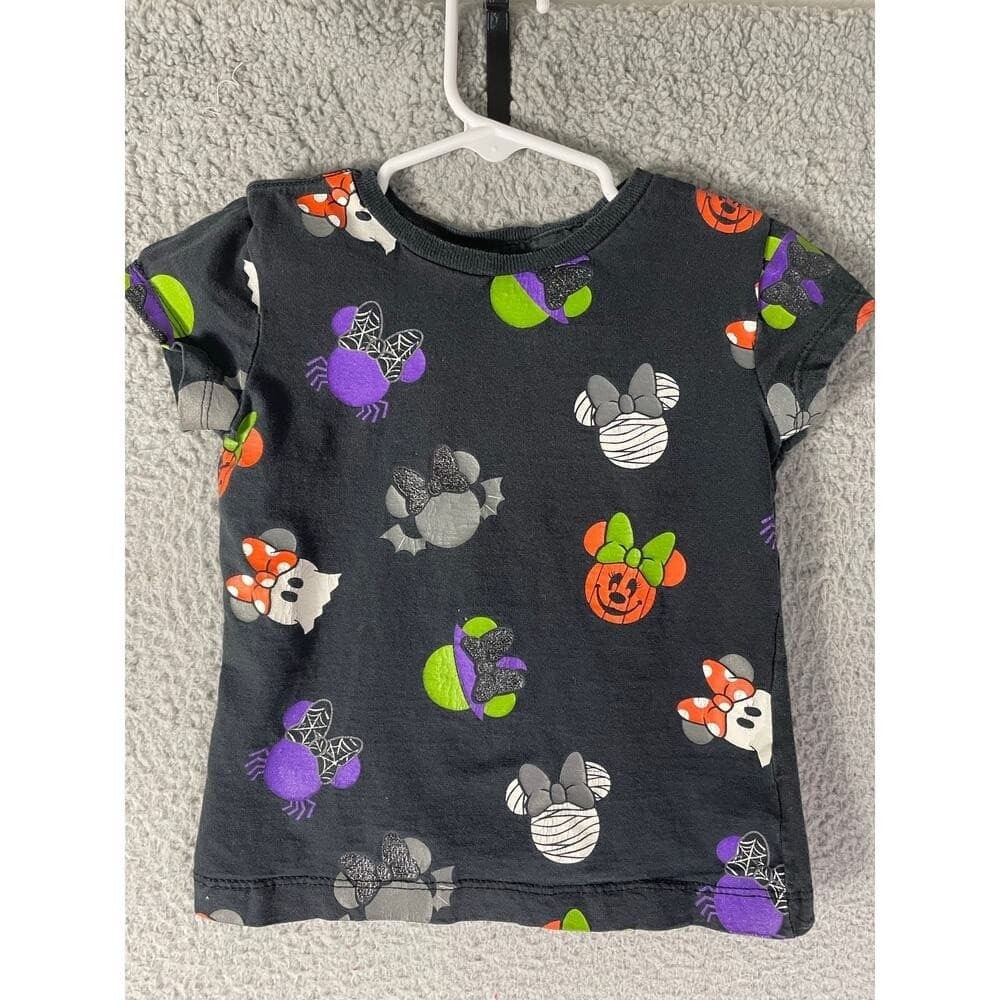Disney Store Kids XS Halloween Mickey Pumpkin Ghost Bat Graphic Tee Shirt Black - Thumbnail 8