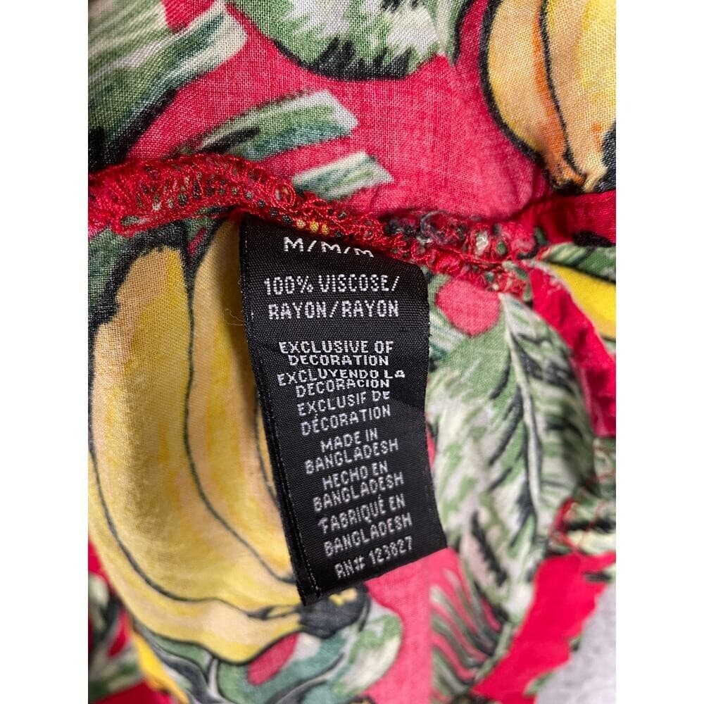 Good Vibes Banana Hawaiian Shirt Men's M Red Tropical Fruit Button Up Aloha - Thumbnail 8