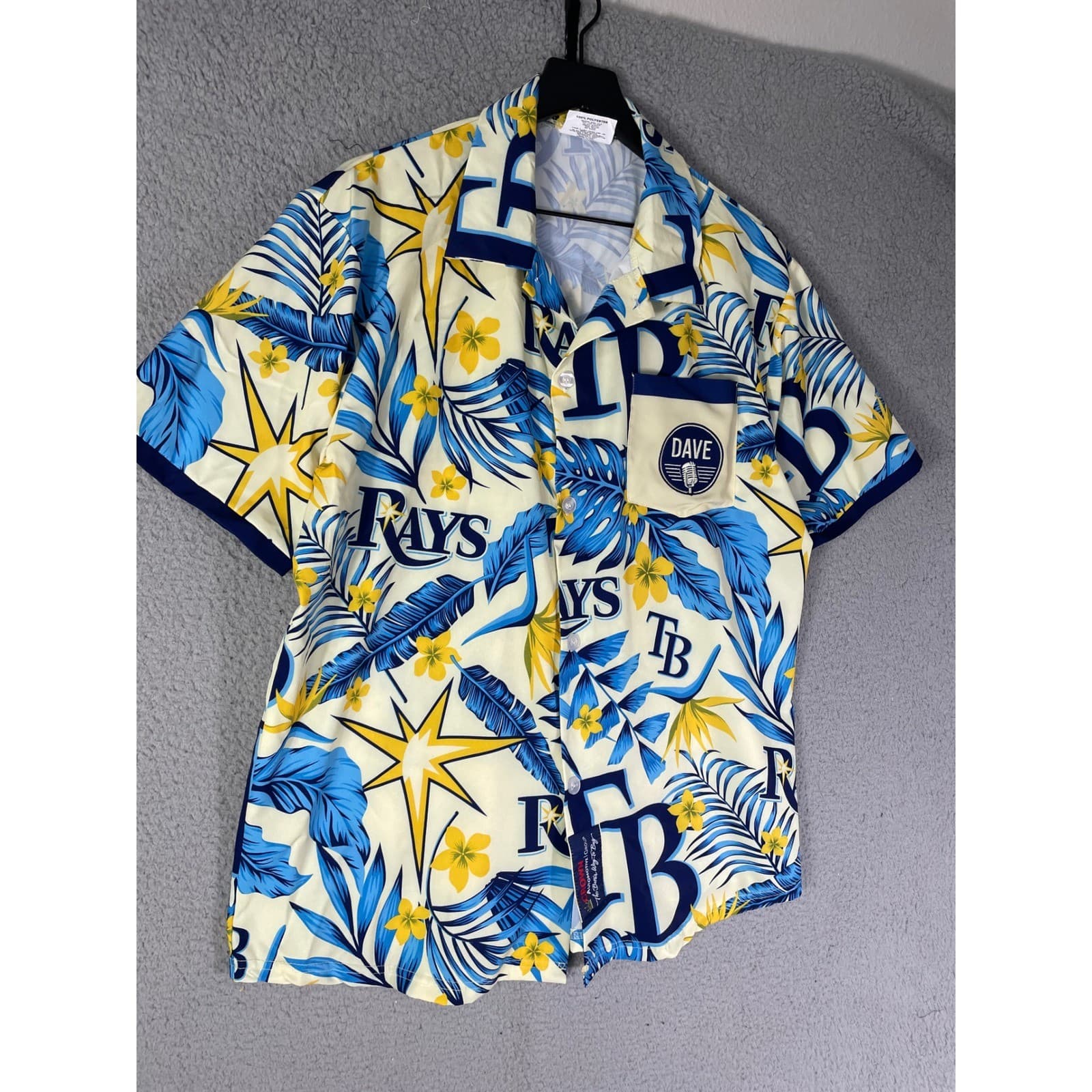 Tampa Bay Rays Floral Hawaiian Shirt Dave Wills Size M Button Up Short Sleeve - Thumbnail 6