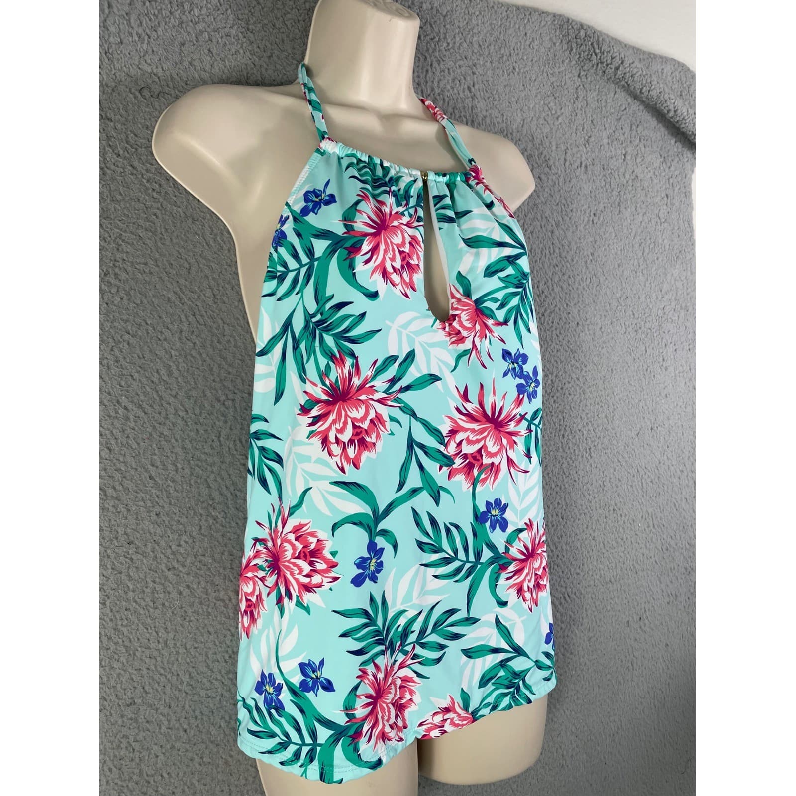 Liz Claiborne Women's 18W Floral Halter Top Sleeveless Swimsuit Swim Plus Size - Thumbnail 8