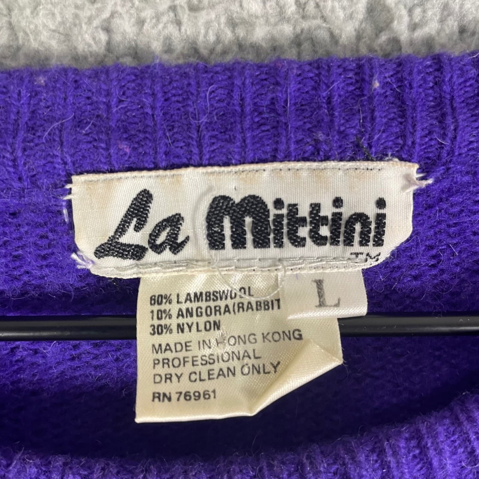 Vintage Angora Lambswool Sweater Womens Large Purple Oversized La Mittini - Thumbnail 5