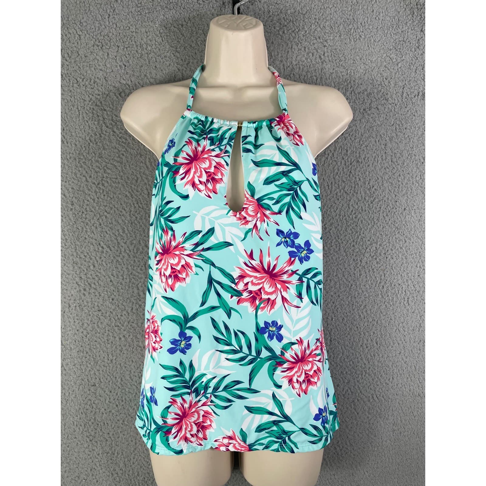 Liz Claiborne Women's 18W Floral Halter Top Sleeveless Swimsuit Swim Plus Size - Thumbnail 5