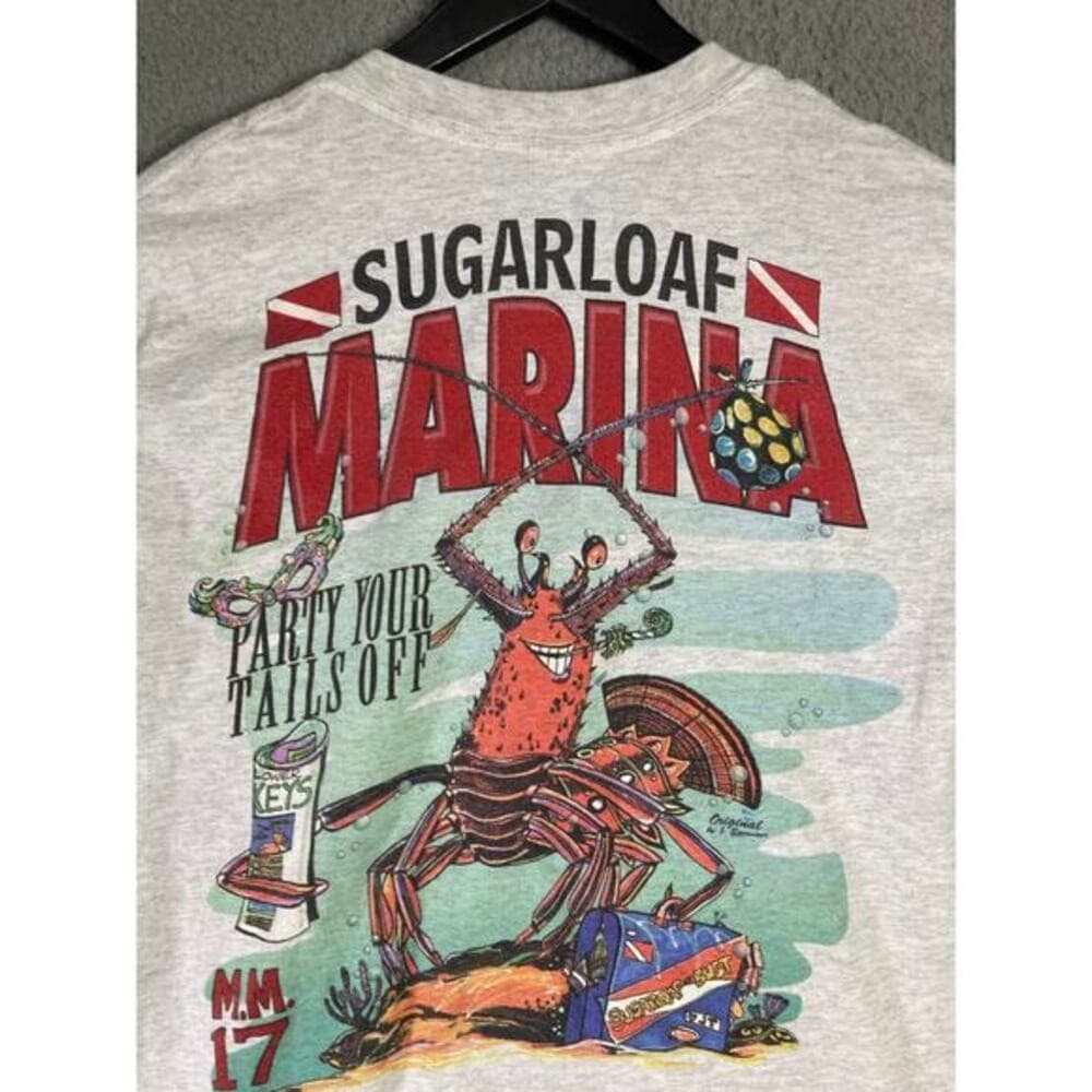 Sugarloaf Marina Bass Boat Men's Gray Graphic Tee S Short Sleeve Crew Neck - Thumbnail 7