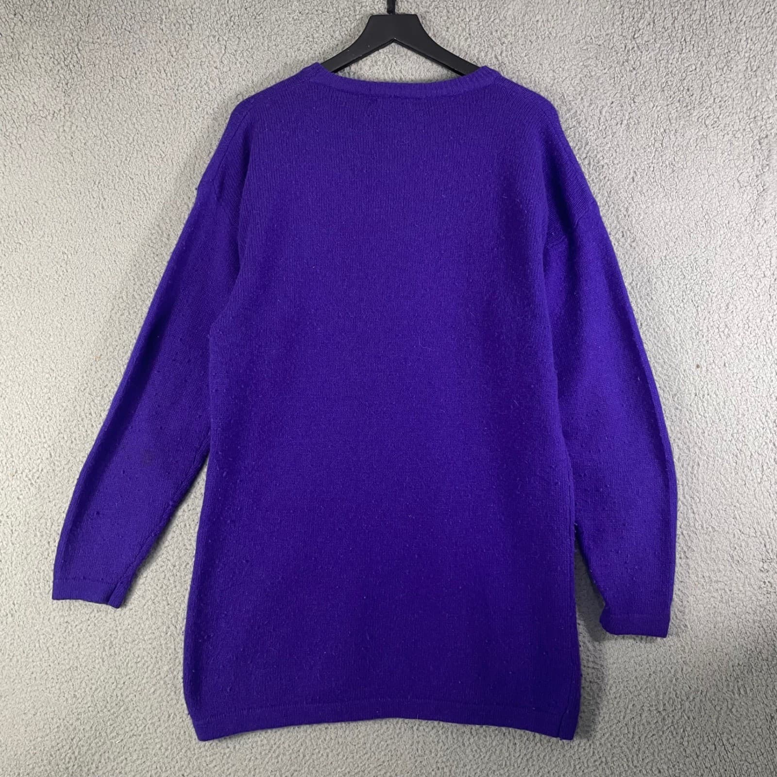 Vintage Angora Lambswool Sweater Womens Large Purple Oversized La Mittini - Thumbnail 7