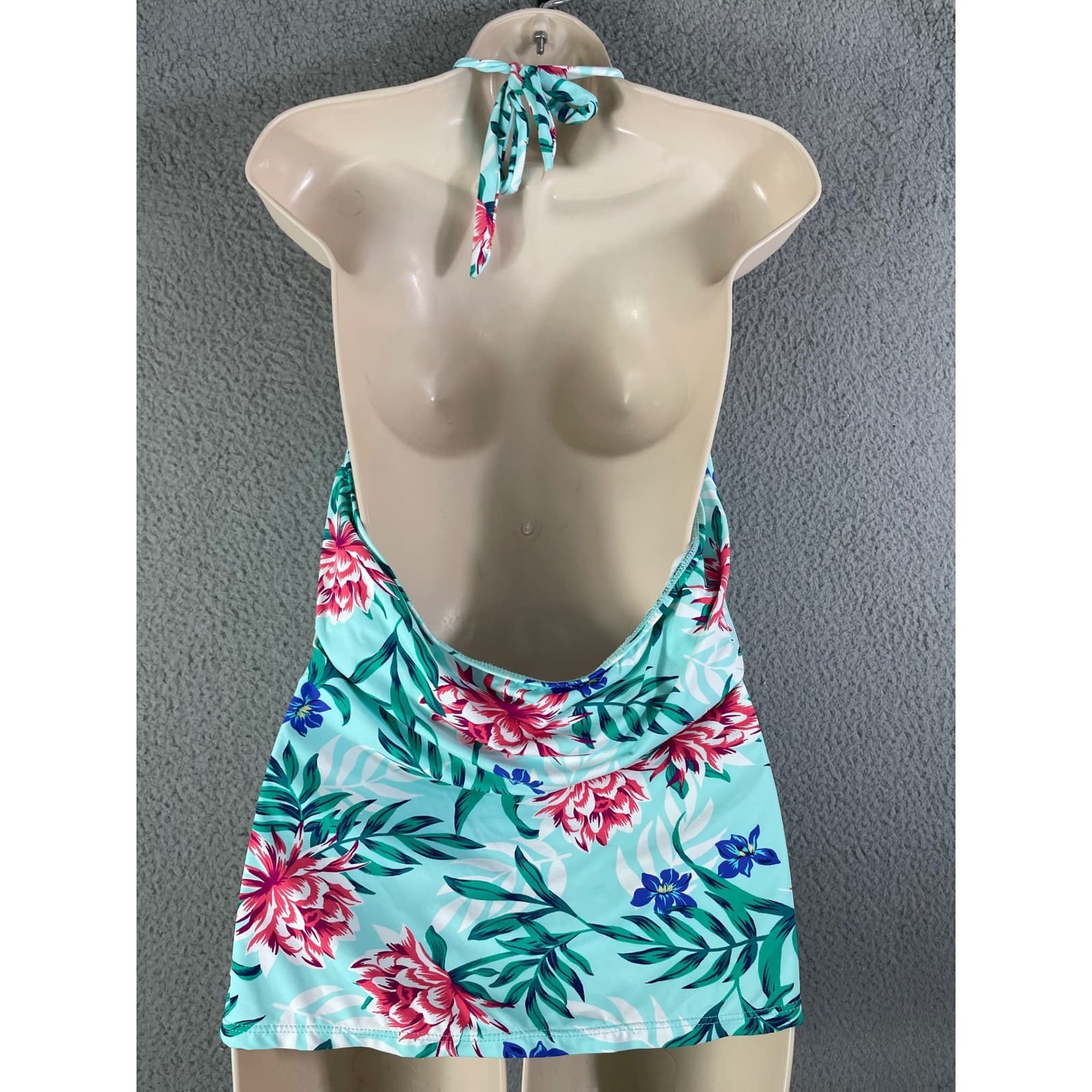 Liz Claiborne Women's 18W Floral Halter Top Sleeveless Swimsuit Swim Plus Size - Thumbnail 6