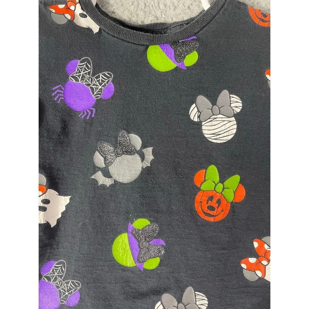 Disney Store Kids XS Halloween Mickey Pumpkin Ghost Bat Graphic Tee Shirt Black - Thumbnail 7