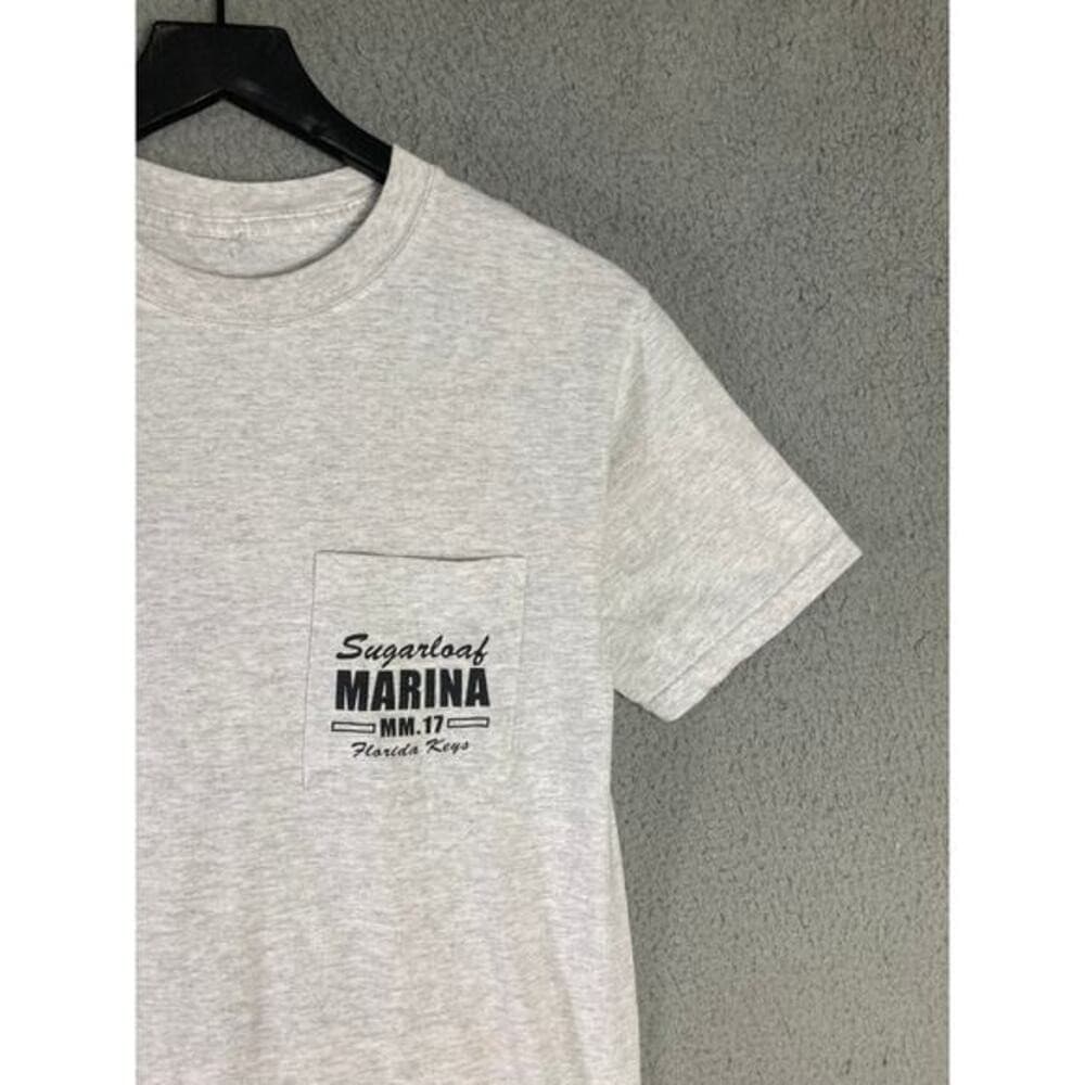 Sugarloaf Marina Bass Boat Men's Gray Graphic Tee S Short Sleeve Crew Neck - Thumbnail 4