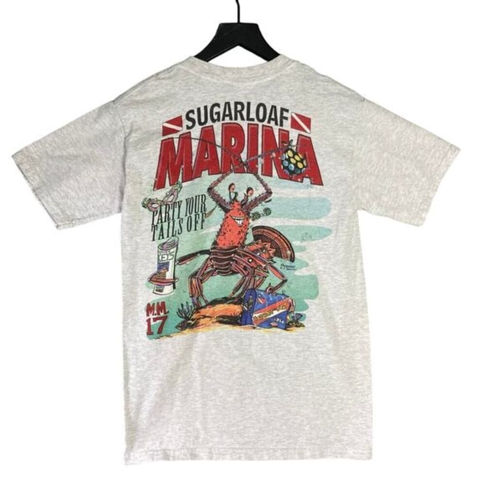 Sugarloaf Marina Bass Boat Men's Gray Graphic Tee S Short Sleeve Crew Neck - Thumbnail 2