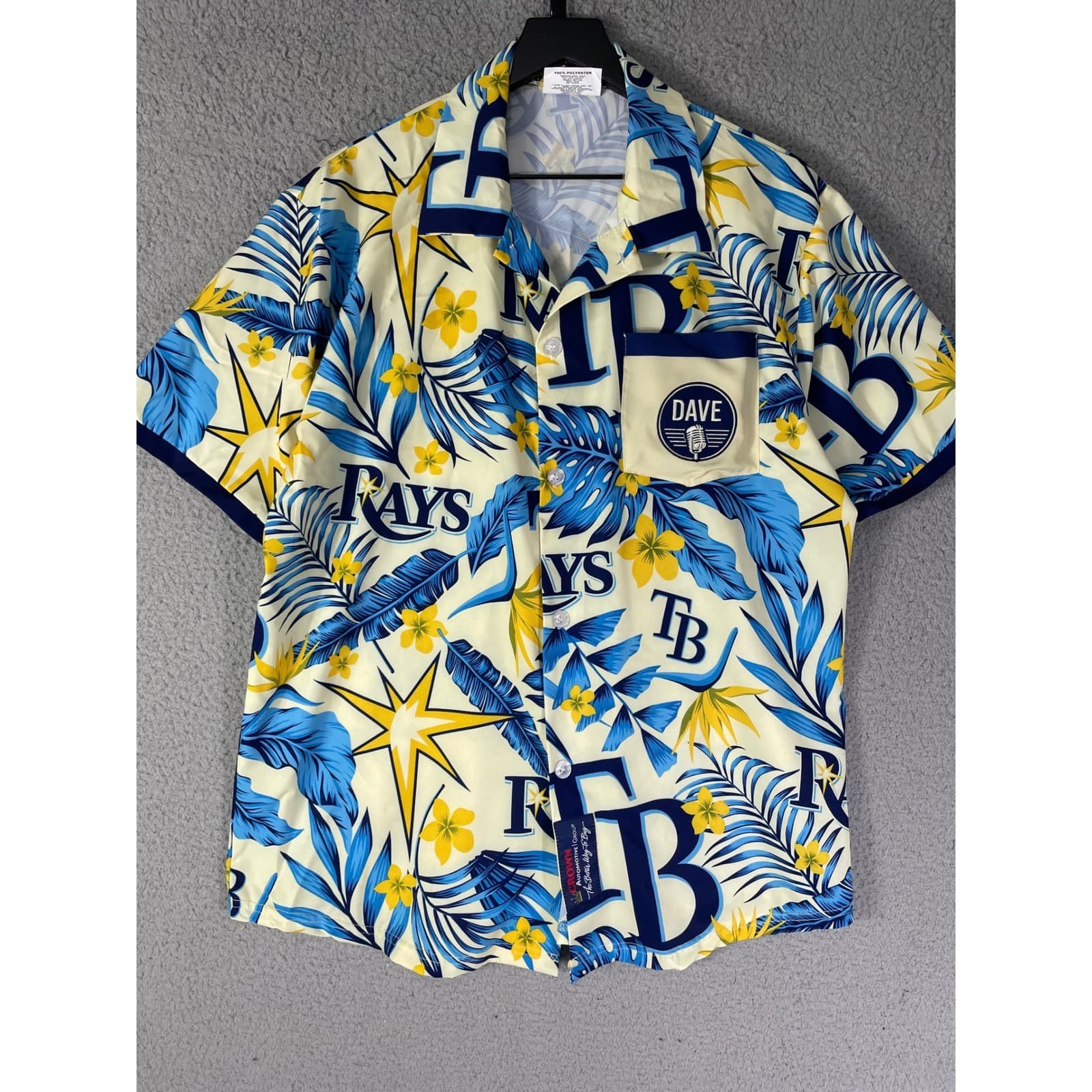 Tampa Bay Rays Floral Hawaiian Shirt Dave Wills Size M Button Up Short Sleeve - Thumbnail 3