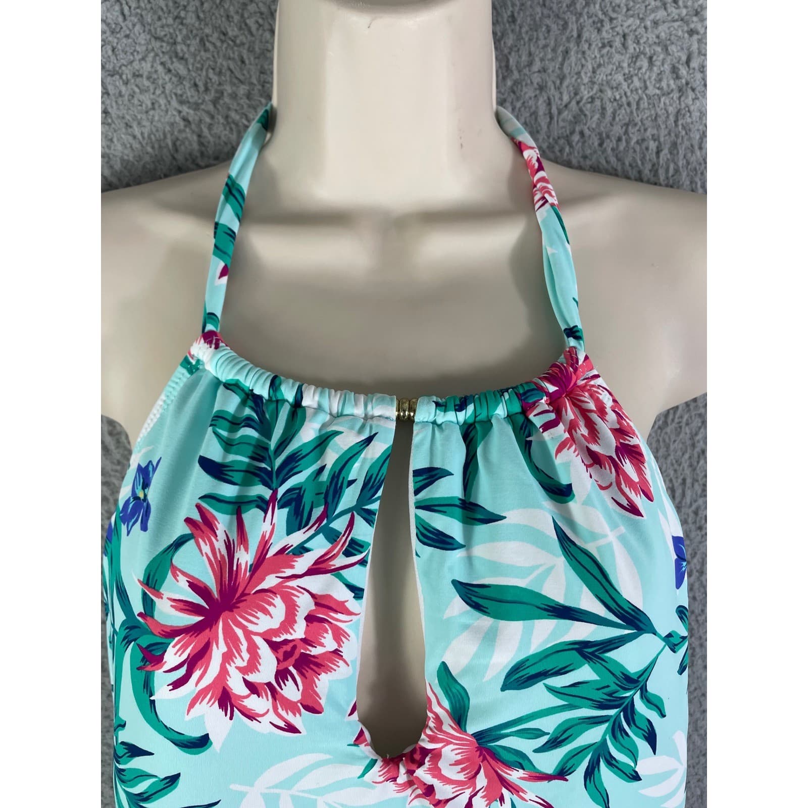 Liz Claiborne Women's 18W Floral Halter Top Sleeveless Swimsuit Swim Plus Size - Thumbnail 9