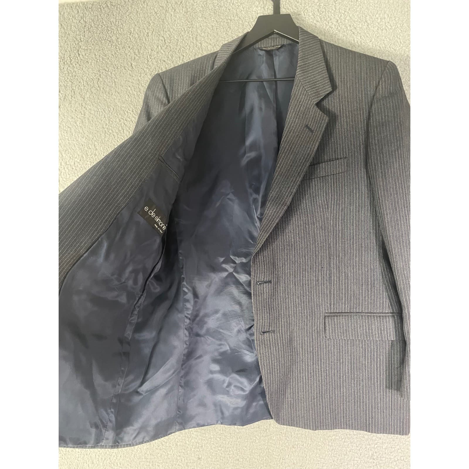 Loro Delfino Mens 42R Pinstripe Blazer Gray Wool Sport Coat Italian 2 Button - Thumbnail 11