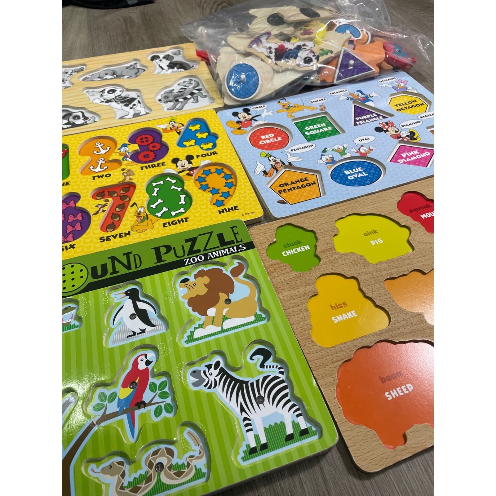 Melissa Doug Disney Wooden Puzzle Lot 5pc Mickey Mouse Zoo Farm Animals Numbers - Thumbnail 6
