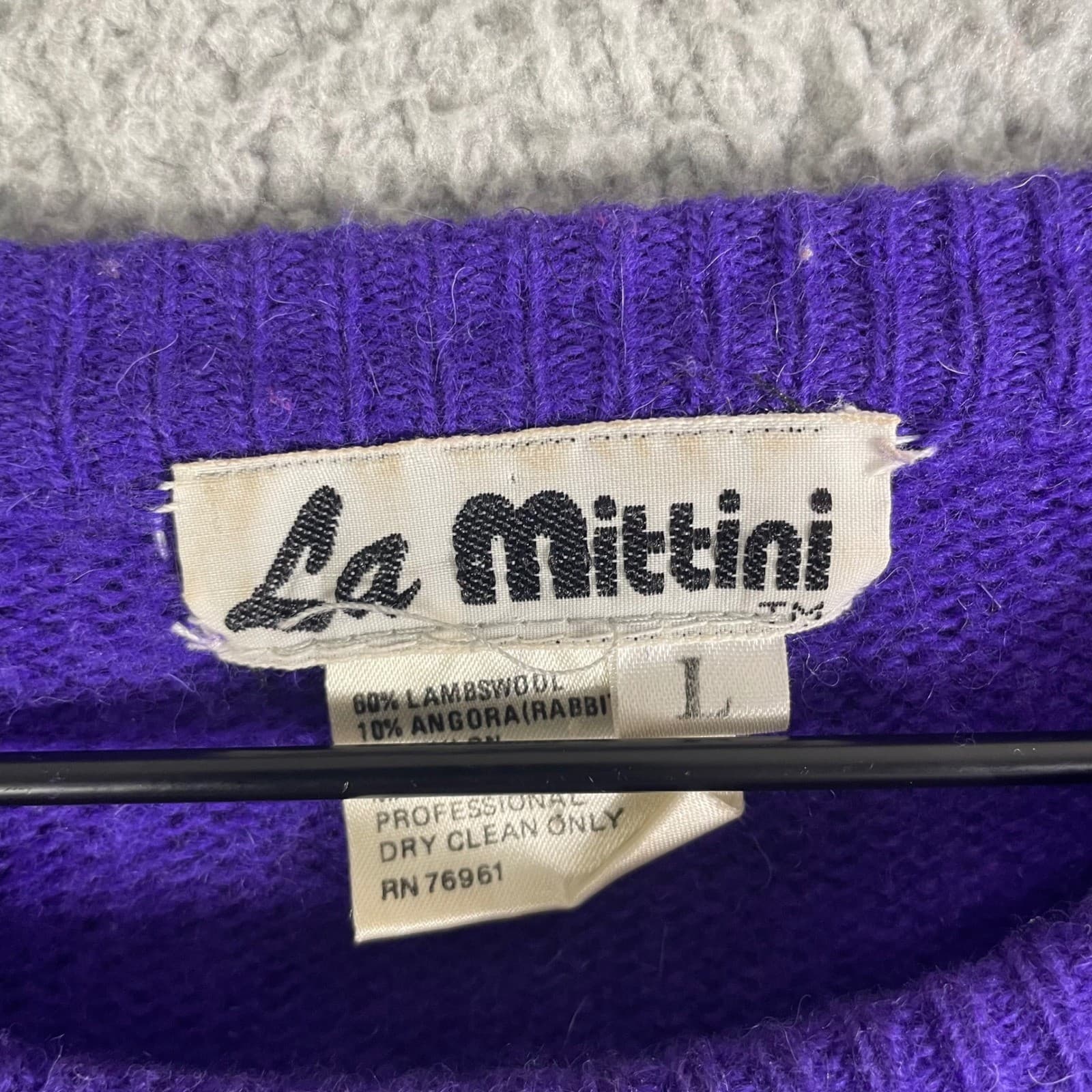 Vintage Angora Lambswool Sweater Womens Large Purple Oversized La Mittini - Thumbnail 4