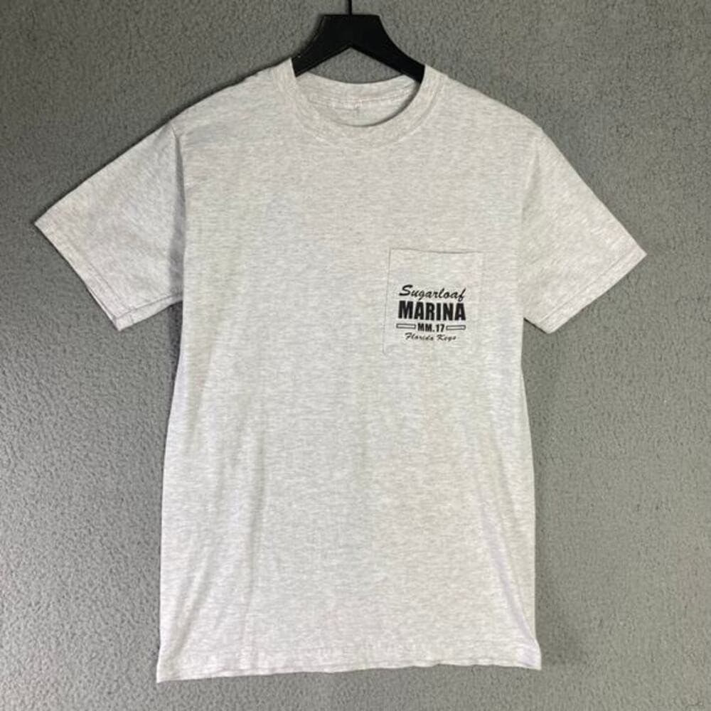 Sugarloaf Marina Bass Boat Men's Gray Graphic Tee S Short Sleeve Crew Neck - Thumbnail 3