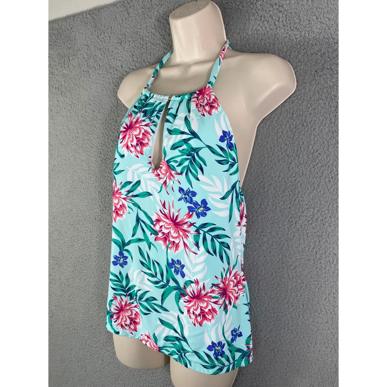 Liz Claiborne Women's 18W Floral Halter Top Sleeveless Swimsuit Swim Plus Size - Thumbnail 7