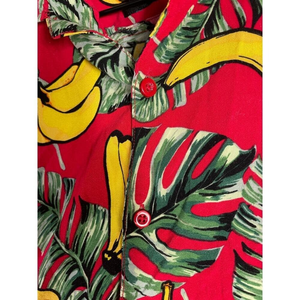 Good Vibes Banana Hawaiian Shirt Men's M Red Tropical Fruit Button Up Aloha - Thumbnail 9