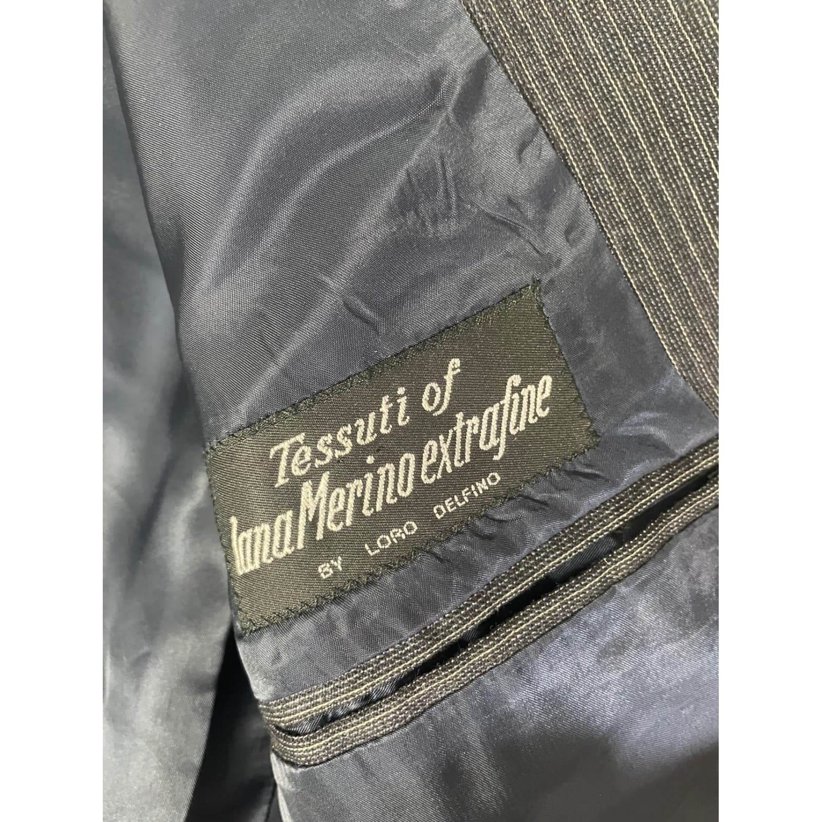Loro Delfino Mens 42R Pinstripe Blazer Gray Wool Sport Coat Italian 2 Button - Thumbnail 6