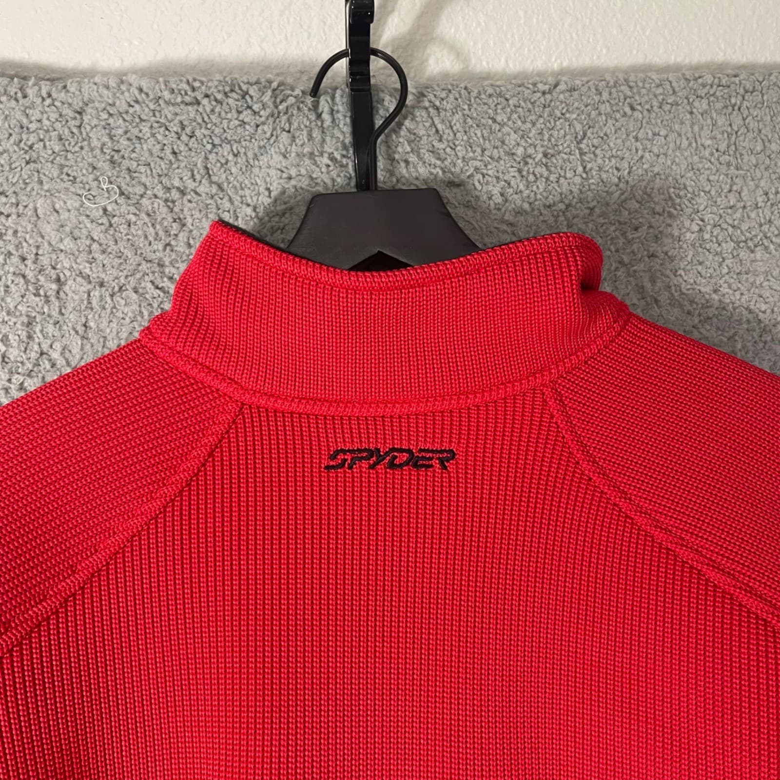 Spyder Mens Large Red Black Quarter Zip Pullover Ribbed Stretch Ski Layer Top - Thumbnail 12